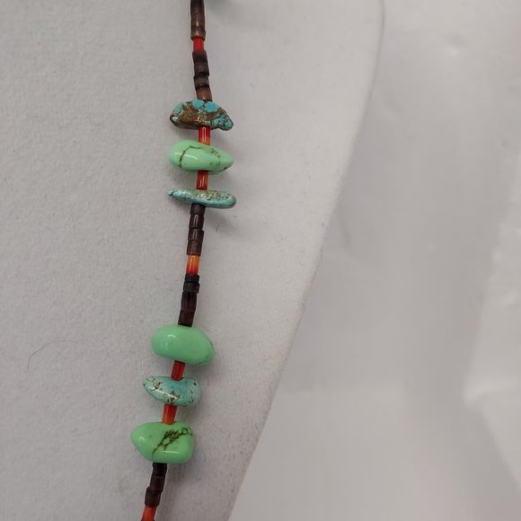 REAL vintage turquoise chunk 30"long lariat necklace - Picture 5 of 13